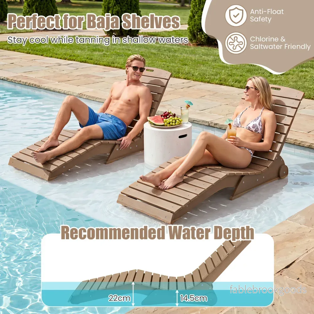 Solbädd – i HDPE, ergonomisk S formad trädgårdslägenhet, väderbeständig strandbädd med hjul - Bild 3