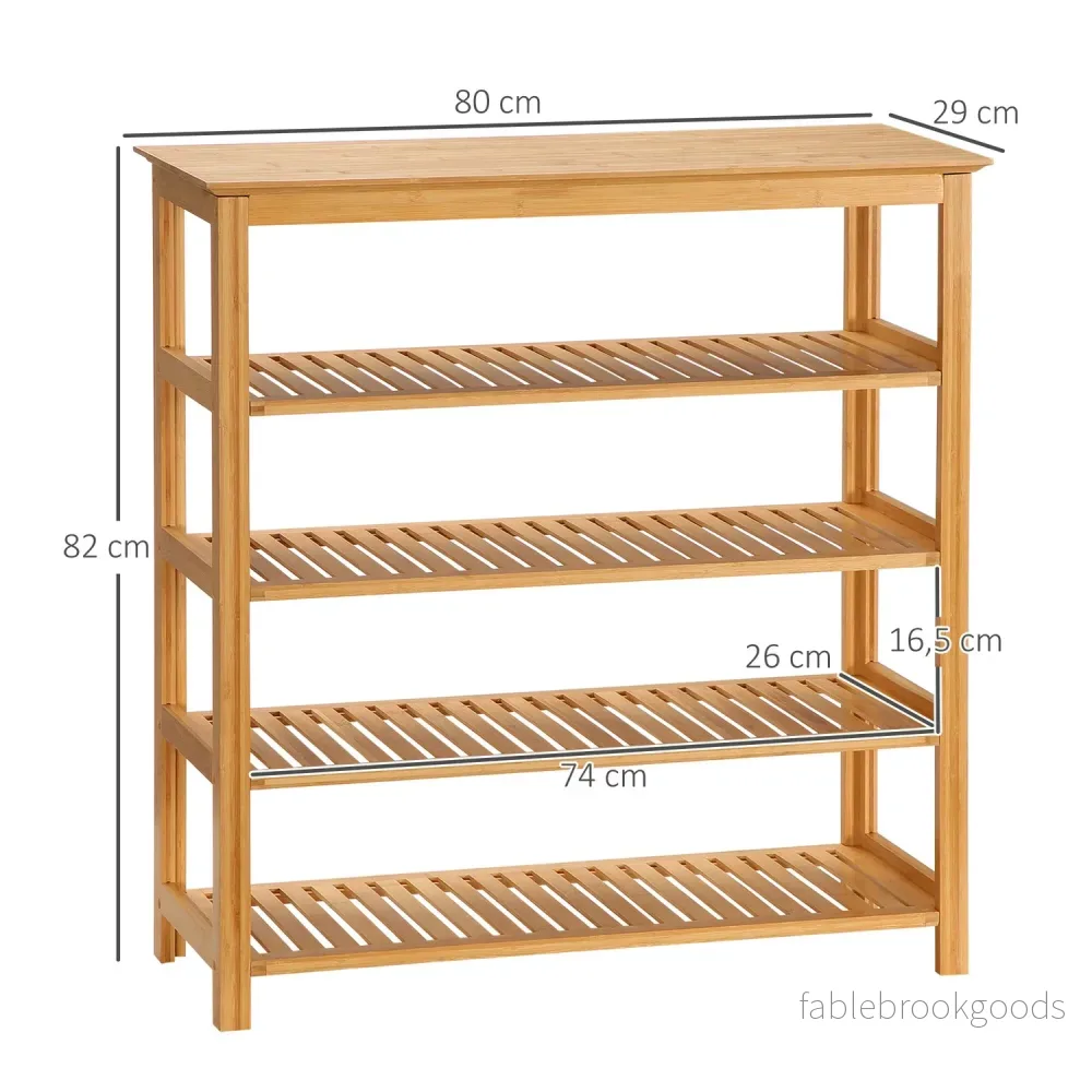 Skoställ i bambu – 5-lager, rymmer 20 par, naturlig finish - Bild 3