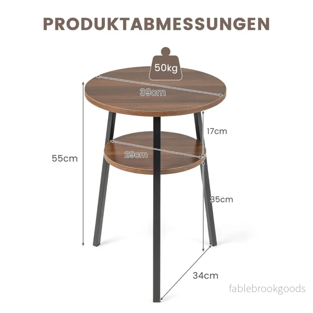 våningar – sidobord runt sängbord med metallram – 2 39 x 39 x 55 cm – Valnöt - Bild 3