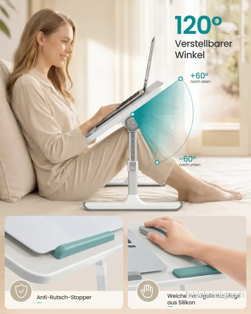 Laptoptafel - 52 x 30 cm - Met Lade - Aluminium Frame - Grijs - Bild 3