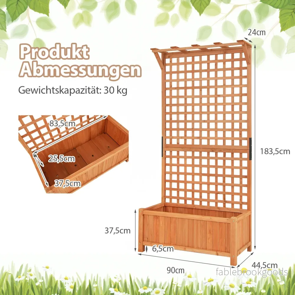 Blomlåda – med spaljé och tak klättergaller dräneringshål växtlåda – Natur - Bild 2