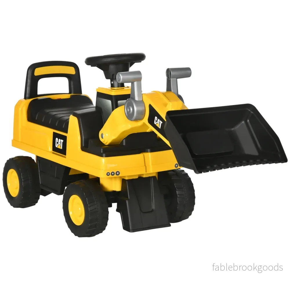Åkande grävmaskinsleksak med spade och horn, gul/svart