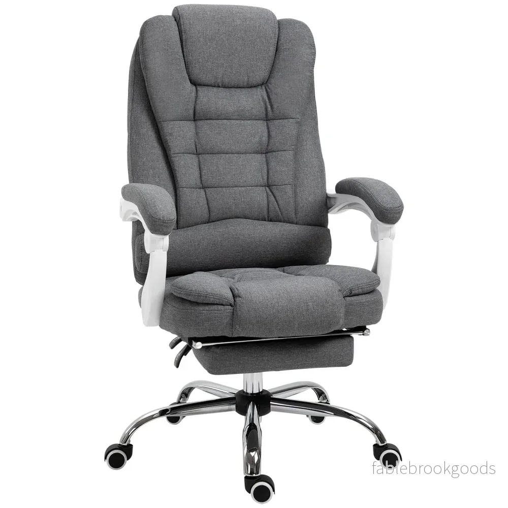 Kontorsstol med fotstöd, höjdjusterbar, linne-look Kontorsstol med fotstöd, höjdjusterbar, linne-look