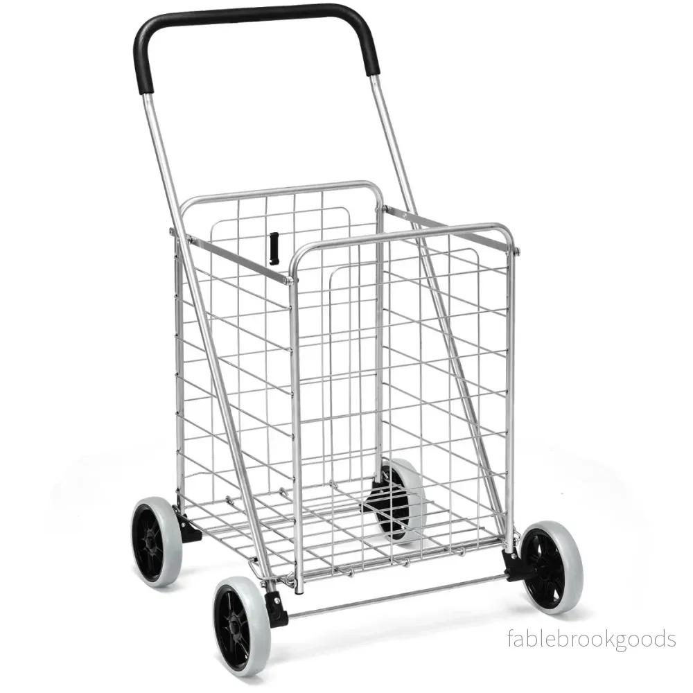 Kundvagn – Fällbar med hjul – Silver