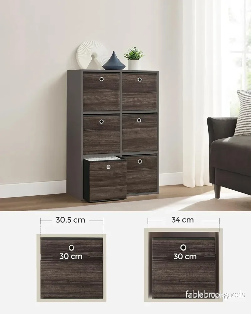 Förvaringsboxar – Hopfällbar design – Set om 6 – Mörkbrun - Bild 2
