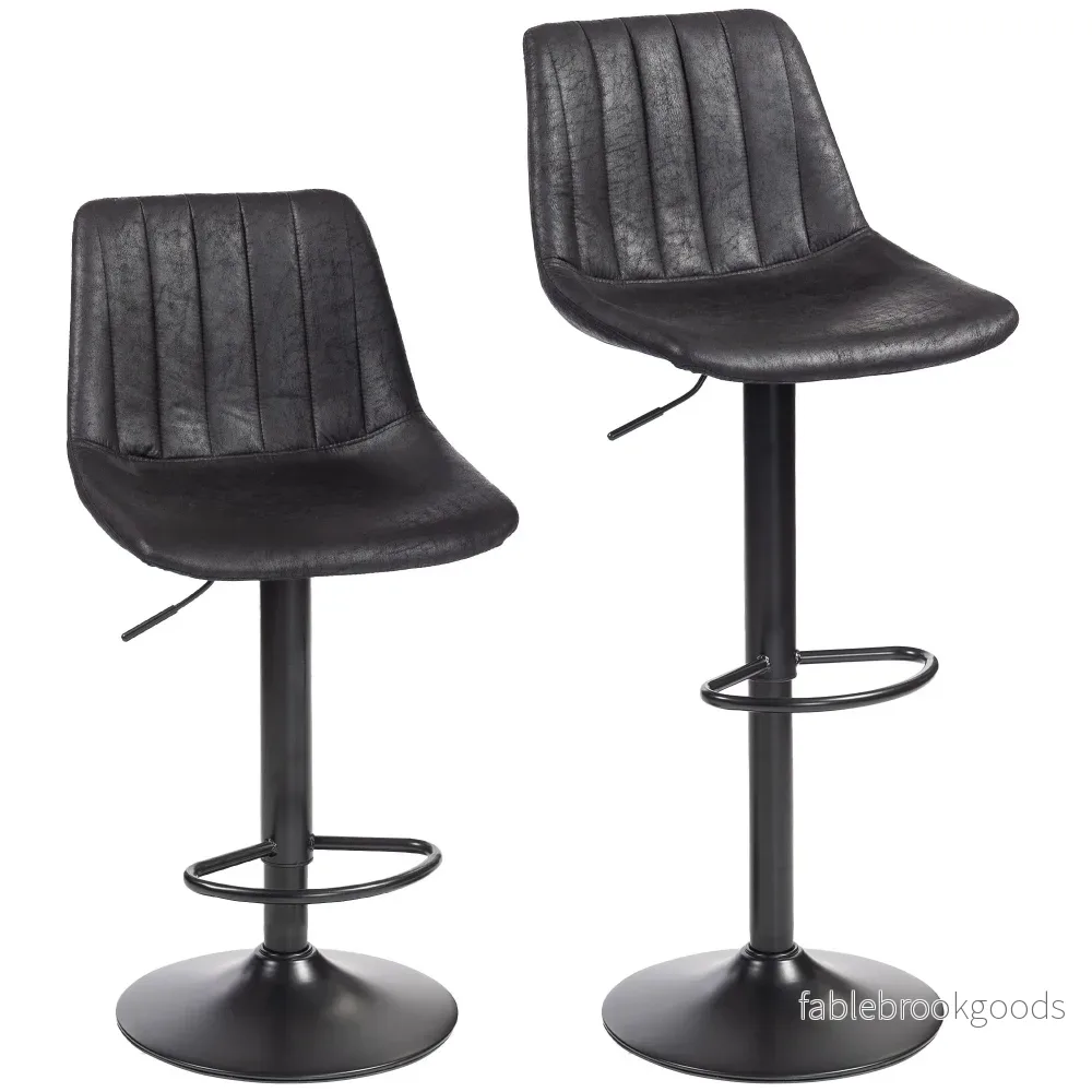 Barstolar, Set om 2, Retro, Justerbar höjd, Svart