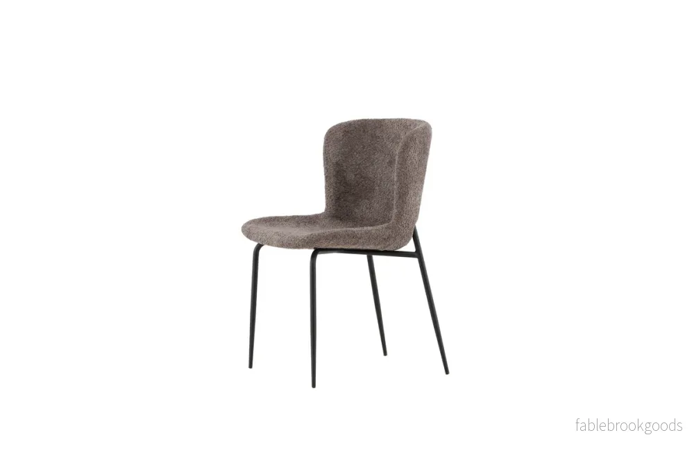 Modesto Matstolar 2-pack Brun – Moderna Bouclé Matstolar med Svarta Metallben | Venture home - Bild 2