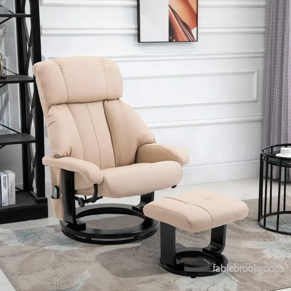 Beige Ergonomisk vilstol med massage & ottoman, 76x80x102 Cm - Bild 2