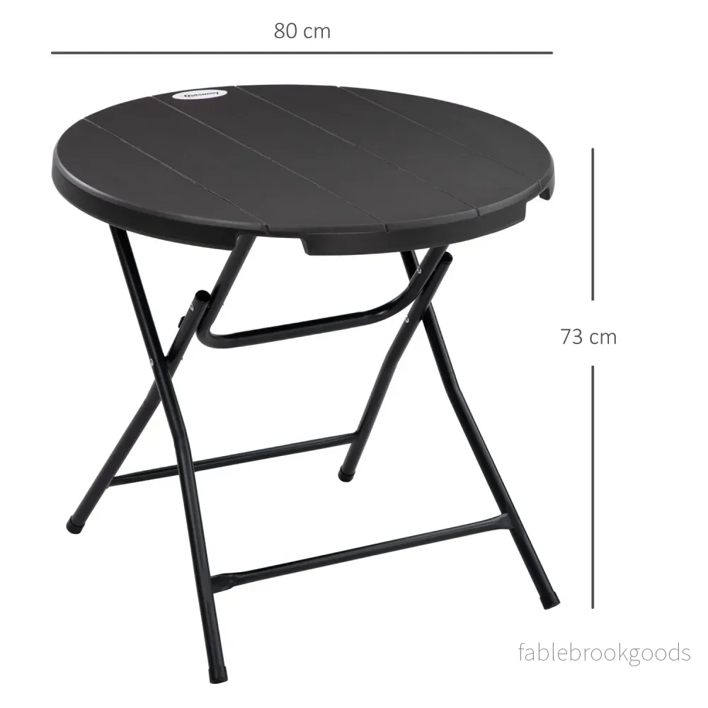 Runt hopfällbart trädgårdsmatbord, 80 Cm, mörkgrå - Bild 3