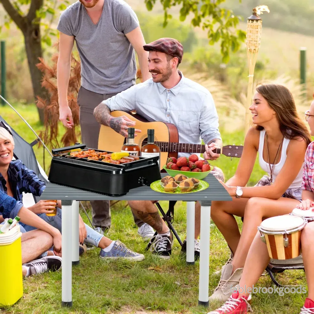 Fällbart – campingbord med bärväska för strandpicknick och fisketurer – Grå - Bild 3