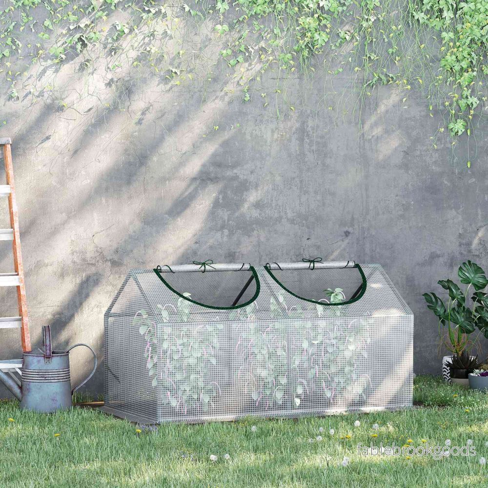 Växthus med fönster – 120x60x60 cm, Vit PE Kallram - Bild 2