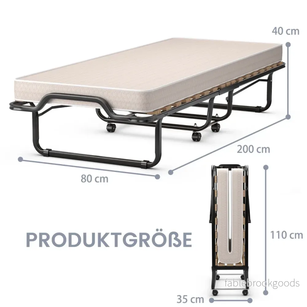 Hopfällbar – gästsäng med Memory Foam Madrass Tillverkad i Italien Ursprung: – 80 x 200 cm – Beige - Bild 2