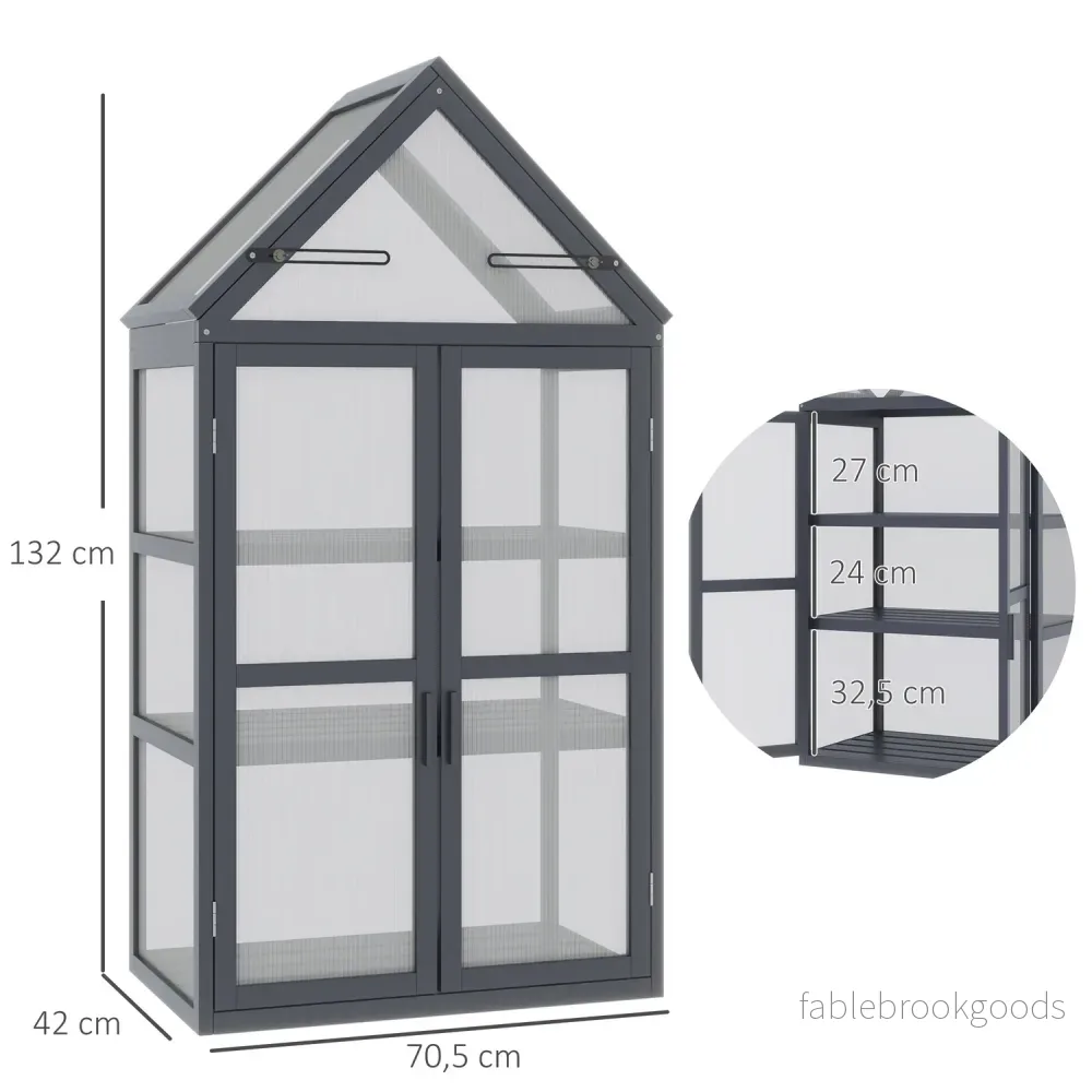 Miniväxthus, 3-nivå träram med gångjärnstak - Bild 3