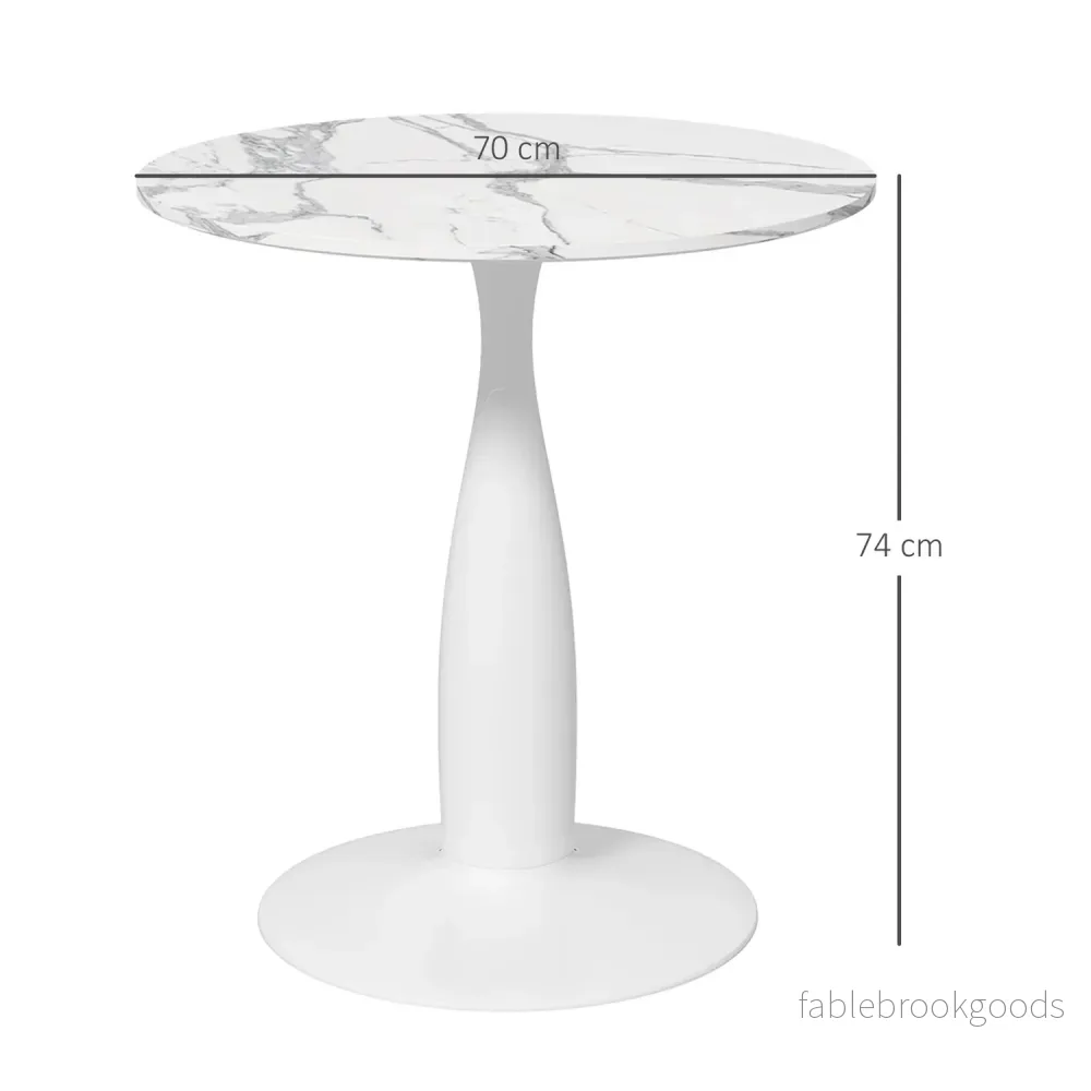 Runt matbord, vit MDF-skiva, underrede i stål, Ø70 cm - Bild 3