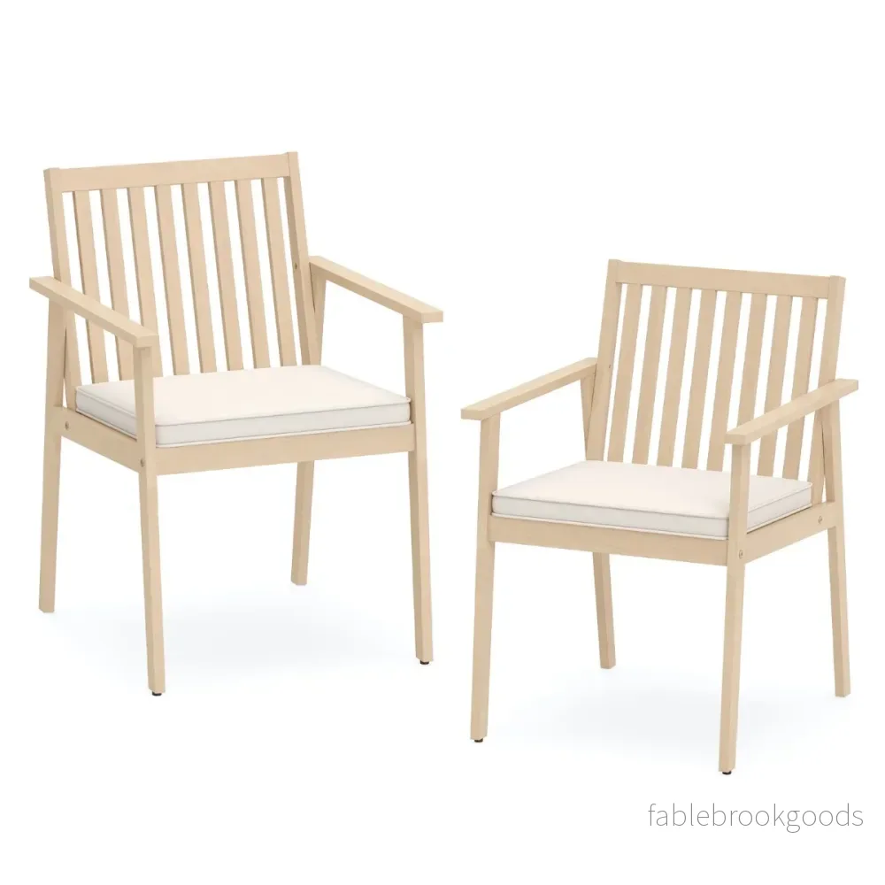 pack – akaciaträdgårdsstolar med kuddar, armstöd och bärförmåga, gråvit – 2 180 kg – Natur + vit