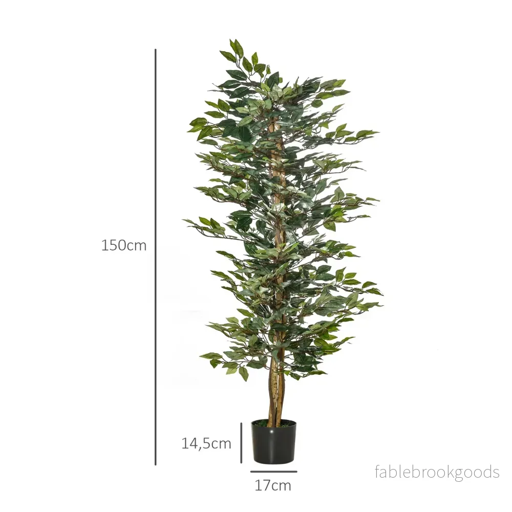 150 cm konstgjord ficusträd för inomhus-/utomhusdekoration - Bild 3