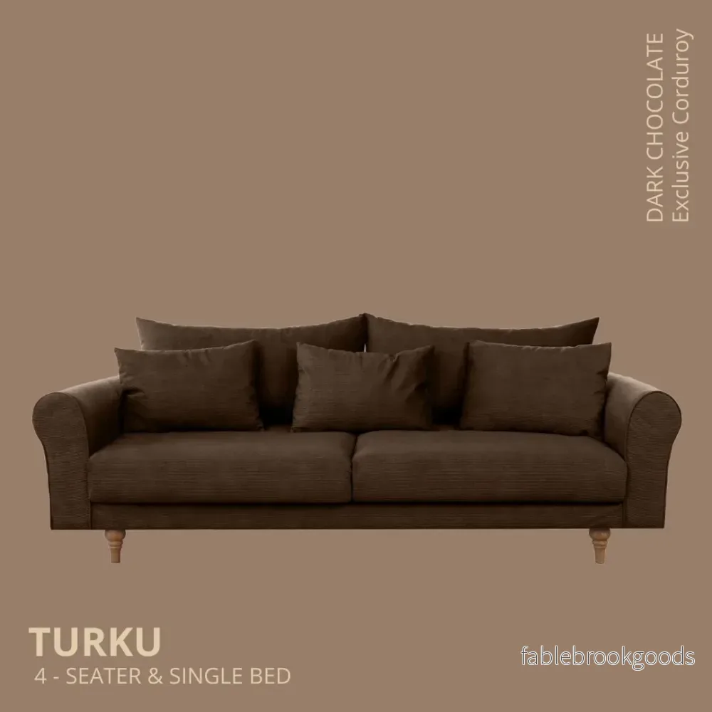 Turku 4-seater sofa/single bed Exclusive Corduroy, Dark Chocolate removable & washable covers Turku 4-seater sofa/single bed Exclusive Corduroy, Dark Chocolate removable & washable covers