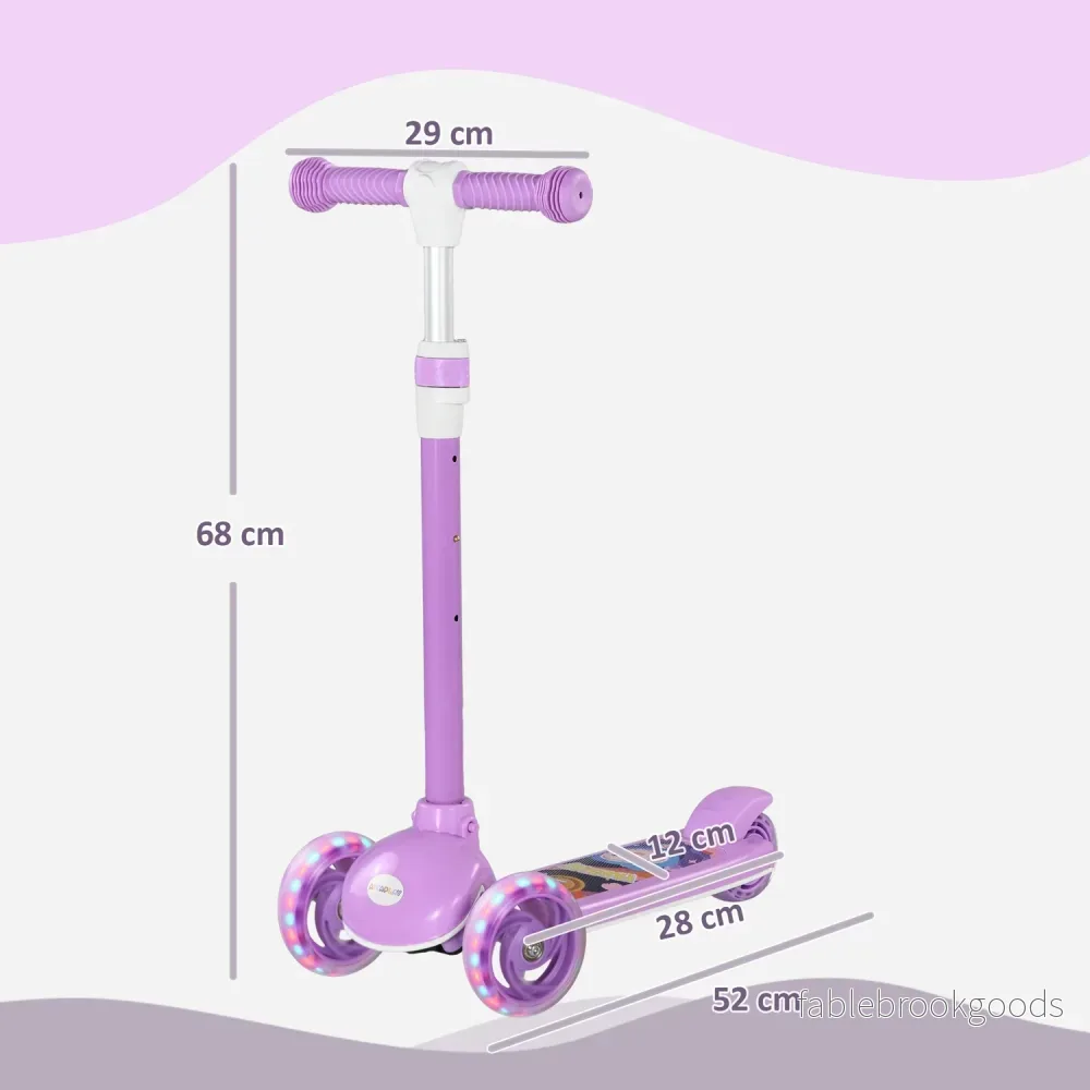 Barnsparkcykel med LED-hjul, justerbar höjd, lila - Bild 3
