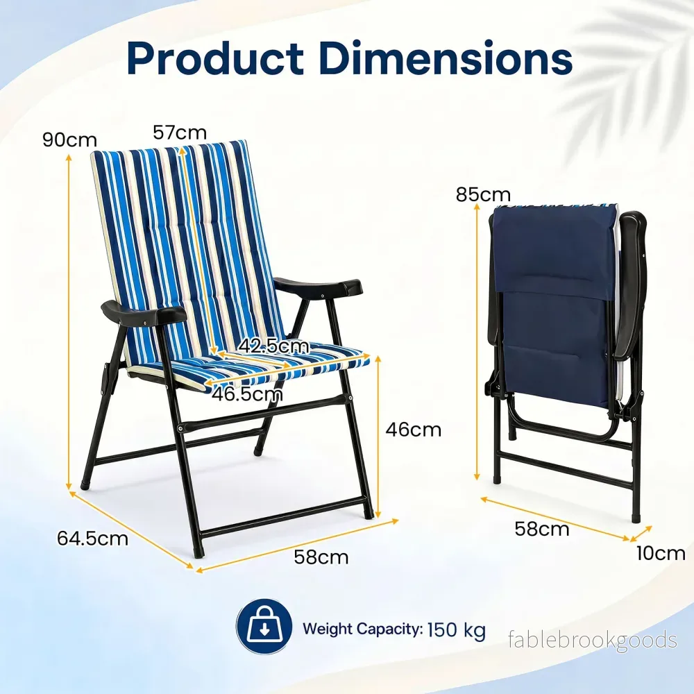 pack – hopfällbara strandstolar, campingstolar med högt ryggstöd, armstöd och bred sits, klarar upp till – 2 150 kg - Bild 2
