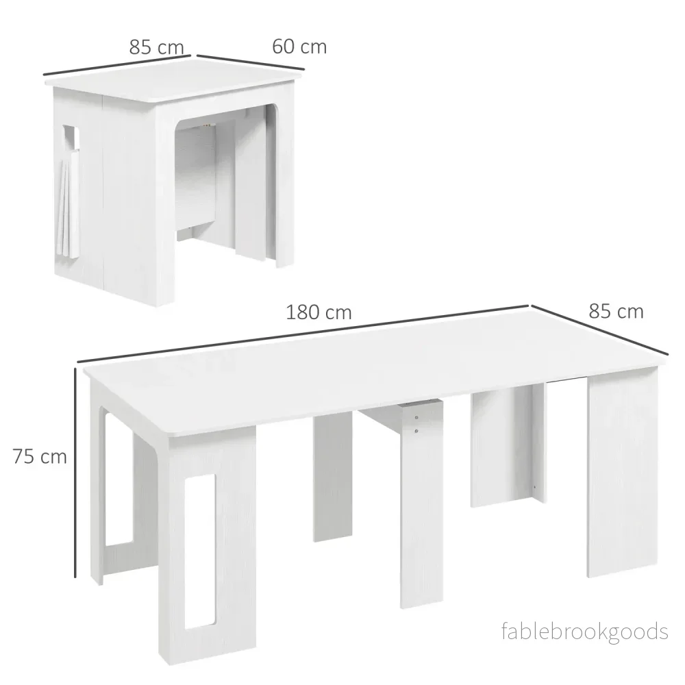 Utdragbart matbord, vitt, 60-180 x 85 x 75 cm - Bild 3