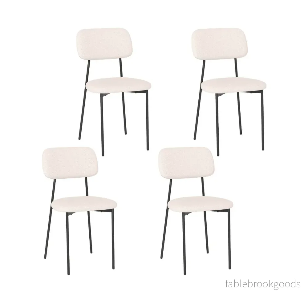 Modert – Matsalsstol Set del Köksstol från Linneväv med Metallben Sitt – 4 – Beige