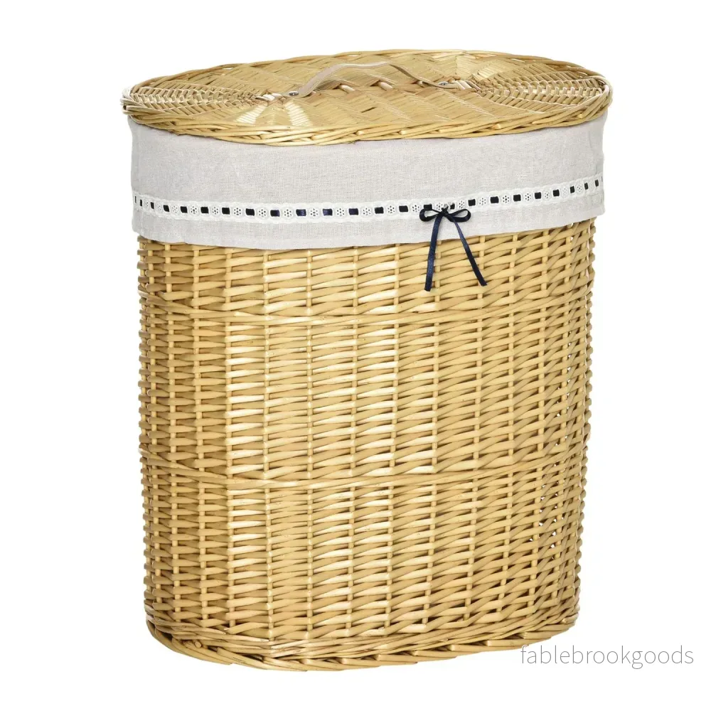 Flätad tvättkorg med lock, 100L kapacitet, naturlig Flätad tvättkorg med lock, 100L kapacitet, naturlig