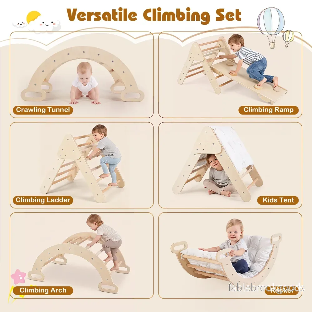 3‑i‑1 – Montessori‑klätterset i trä, lekset för barn från år, klätterställningsset – 1 - Bild 3