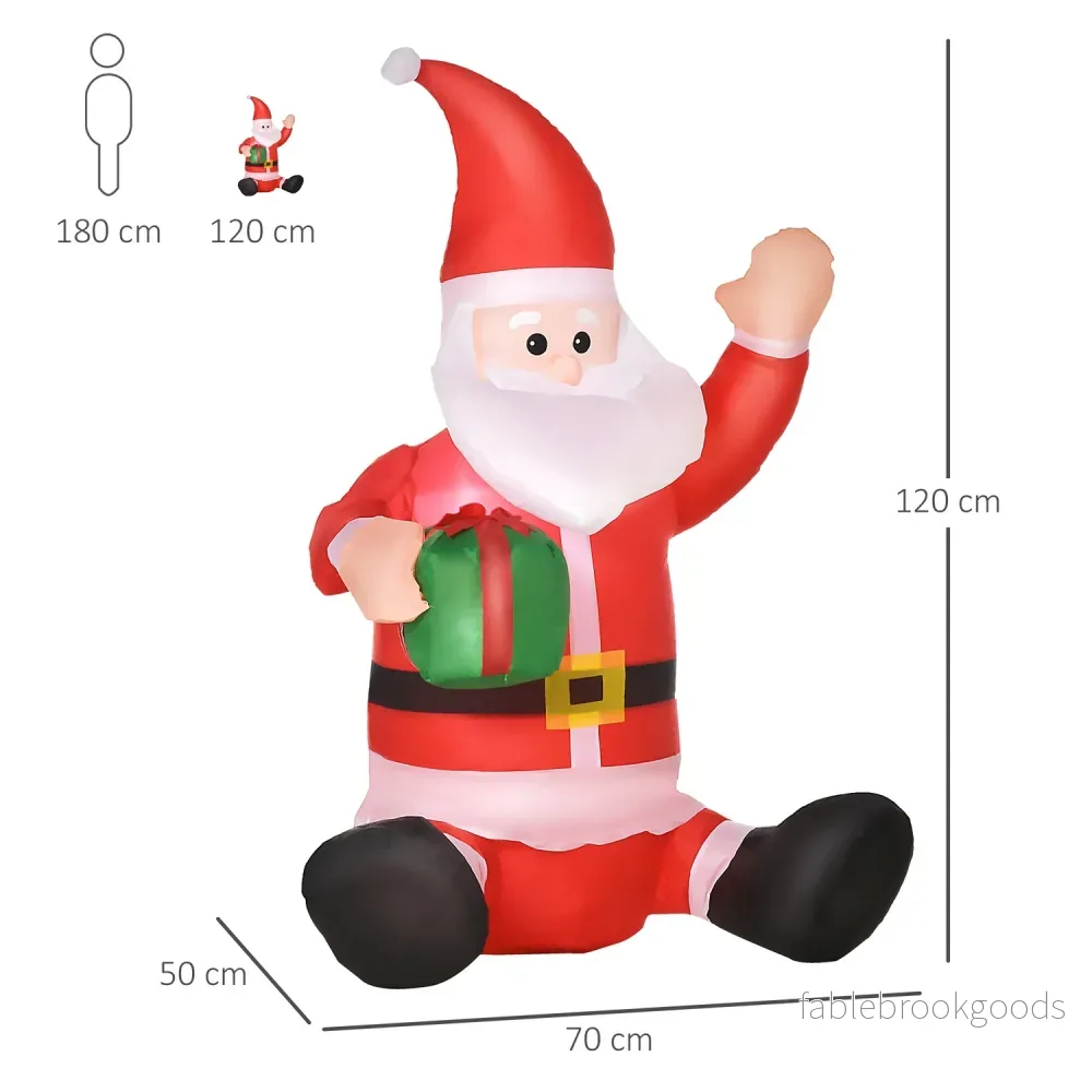 Uppblåsbar jultomte juldekoration med LED-ljus - Bild 3