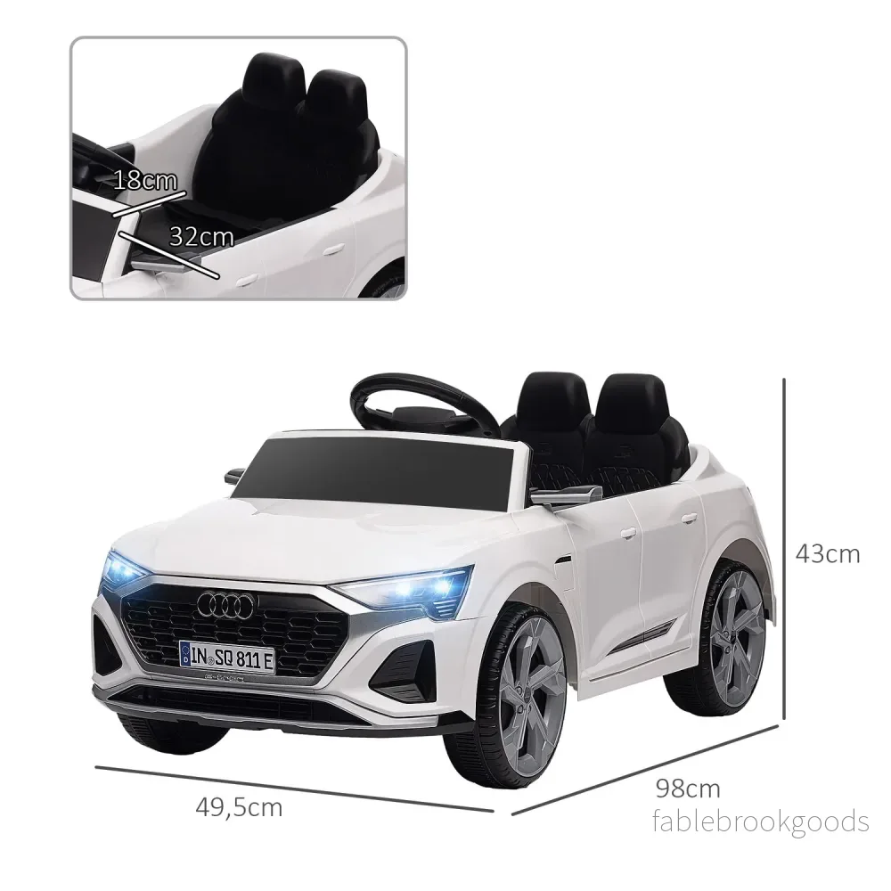 Elbil för barn 12V med fjärrkontroll, MP3 & strålkastare, vit - Bild 3