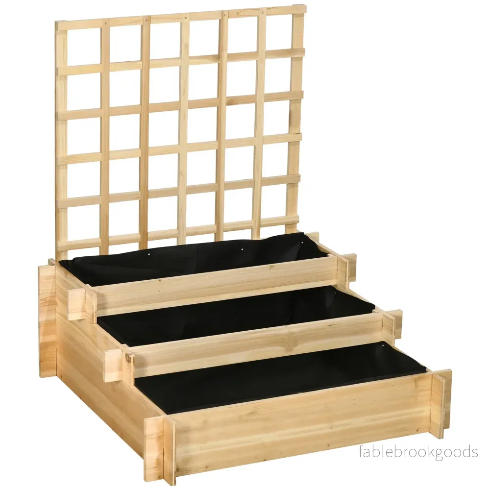 Upphöjd planteringslåda i trä med spaljé – 95 x 95 x 110 cm Upphöjd planteringslåda i trä med spaljé – 95 x 95 x 110 cm