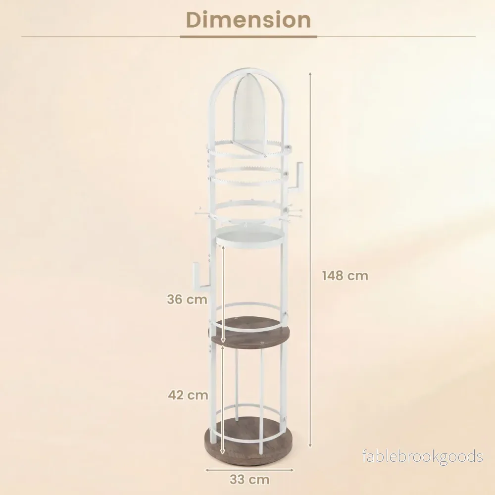 360° – vridbar smyckesställare med örring och halskedjehållare hyllor kedjeställare vitt + – 3 – Grå - Bild 2