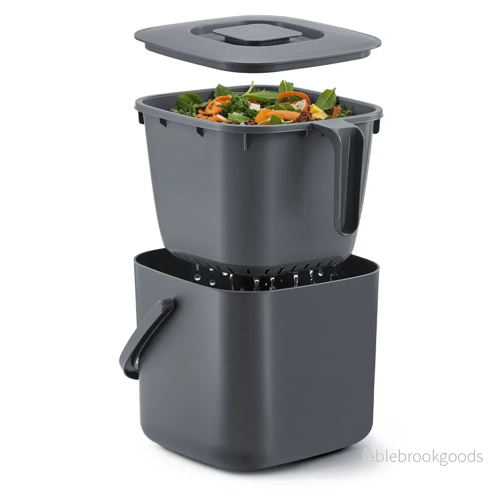 Gft-emmer - Geurdicht met Deksel en Handgreep - Grijs - 24 x 20 x 19,5 cm - Bild 2