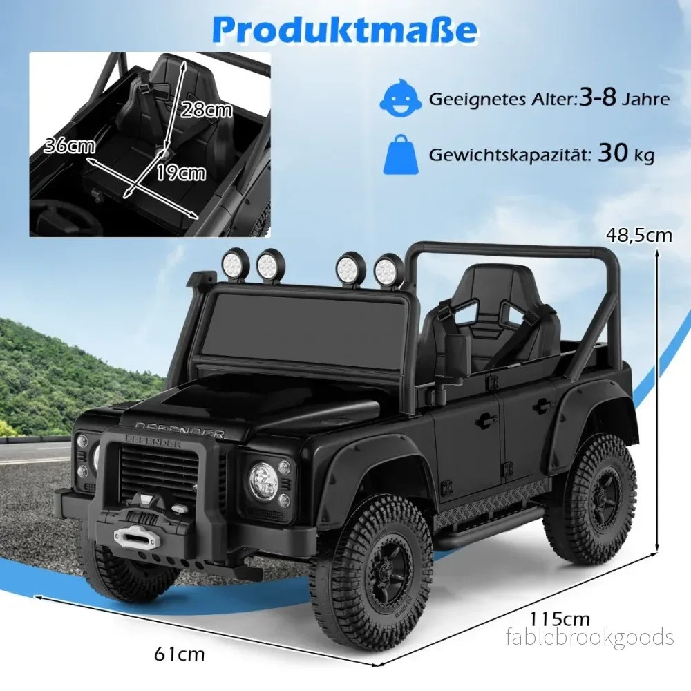 Land – Rover Defender elbil med fjärrkontroll för föräldrar – Svart - Bild 2