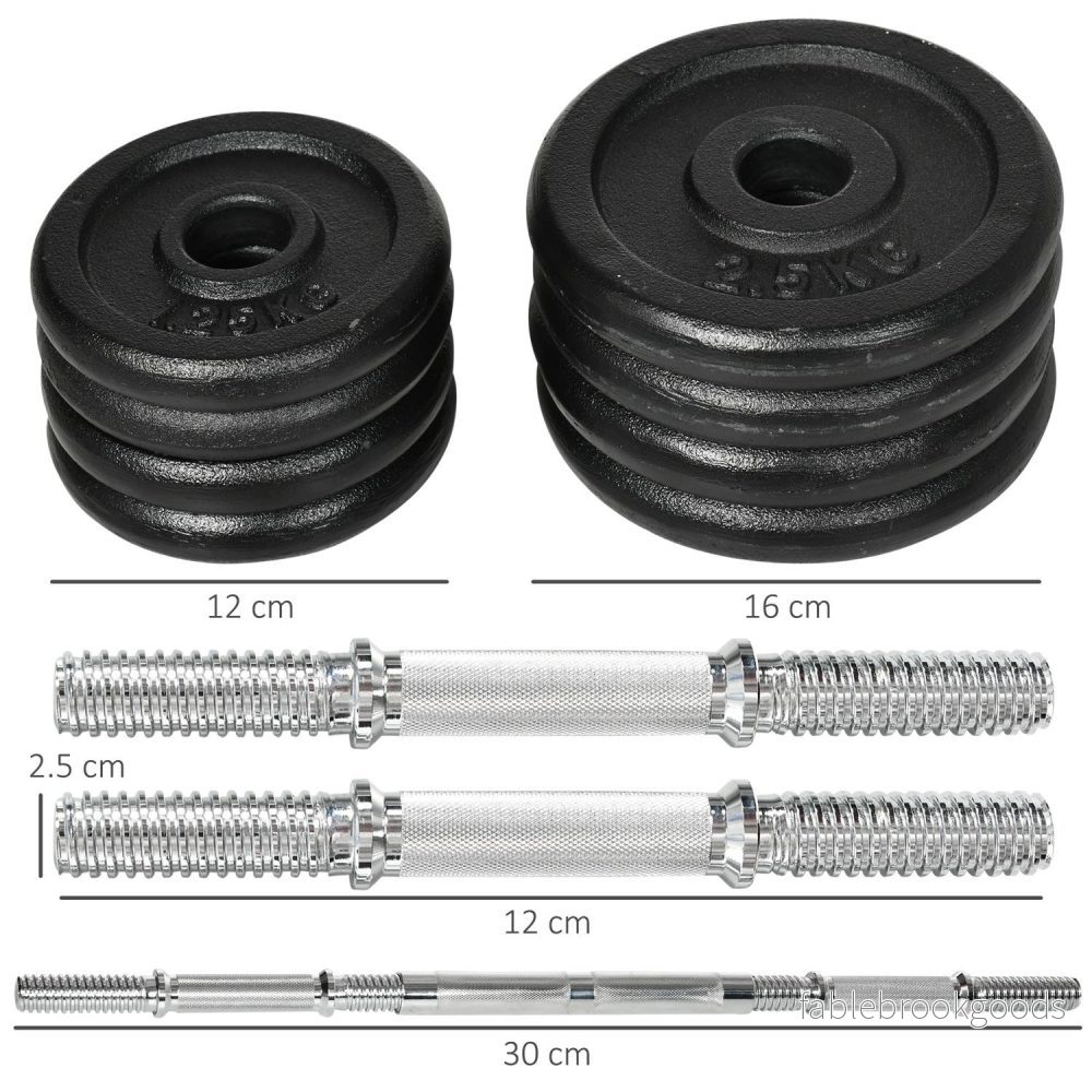Justerbar hantel- och skivstångssats, 20 kg, antisladd - Bild 3