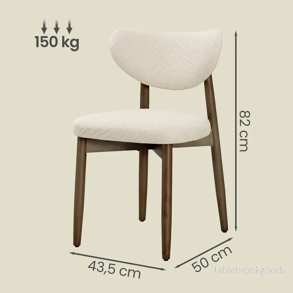 Eetkamerstoelen - Set van 4 - Ergonomische Rugleuning - Massief Hout - Beige - Bild 3