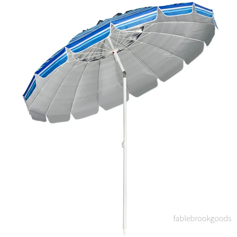 Strandparasoll – utomhusparasoll fällbart uteplatsparasoll i aluminium mörkblått – 243 cm – Mörkblå - Bild 3