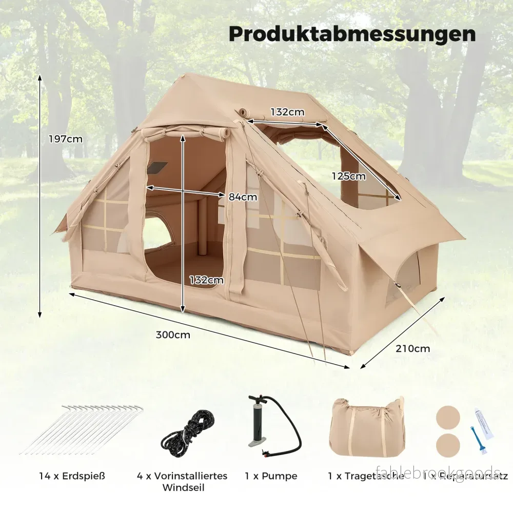 Uppblåsbart – tält för personer stort med nätfönster dörrar – 4-6 4 2 – Beige - Bild 2