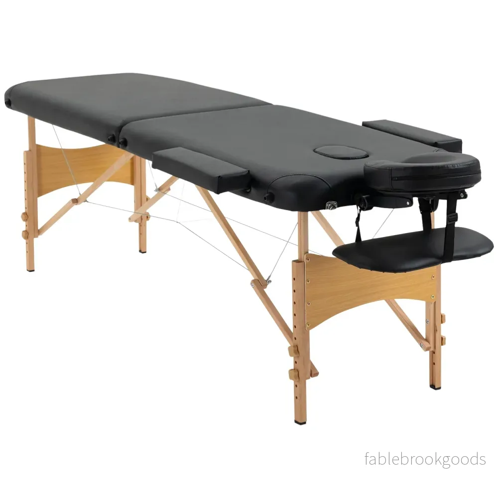 Bärbart hopfällbart massagebord, justerbar höjd, svart Bärbart hopfällbart massagebord, justerbar höjd, svart