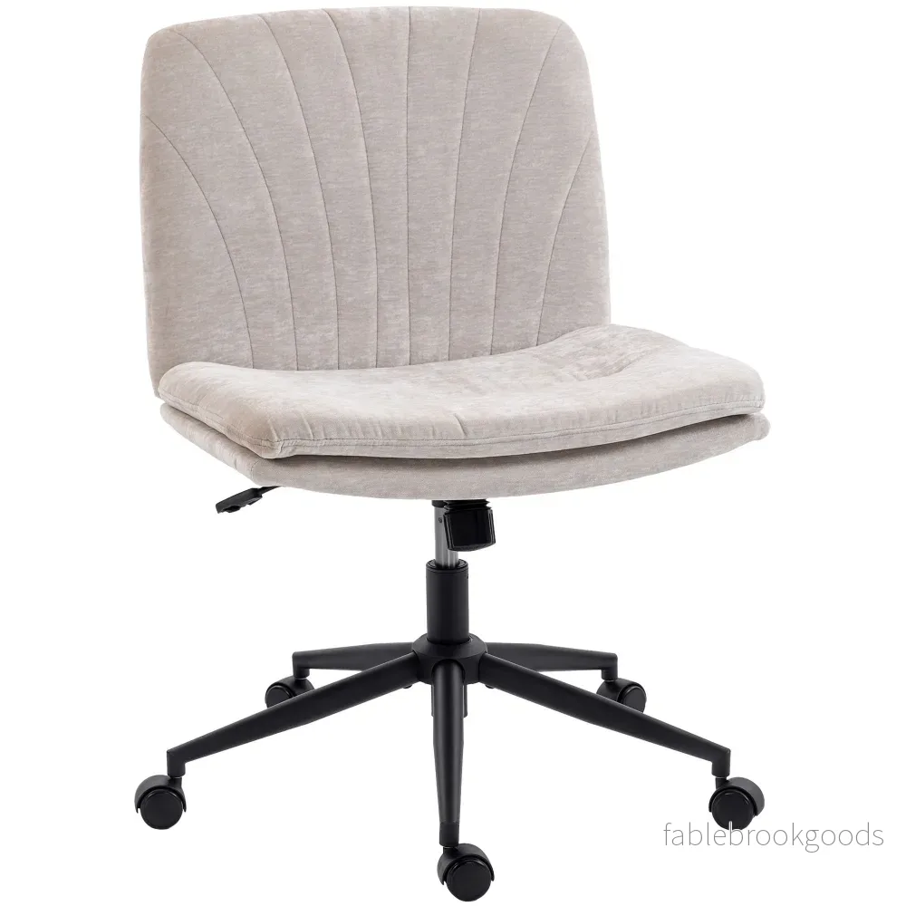 Kontorsstol, armstödslös med korslagda ben, höjdjusterbar, beige