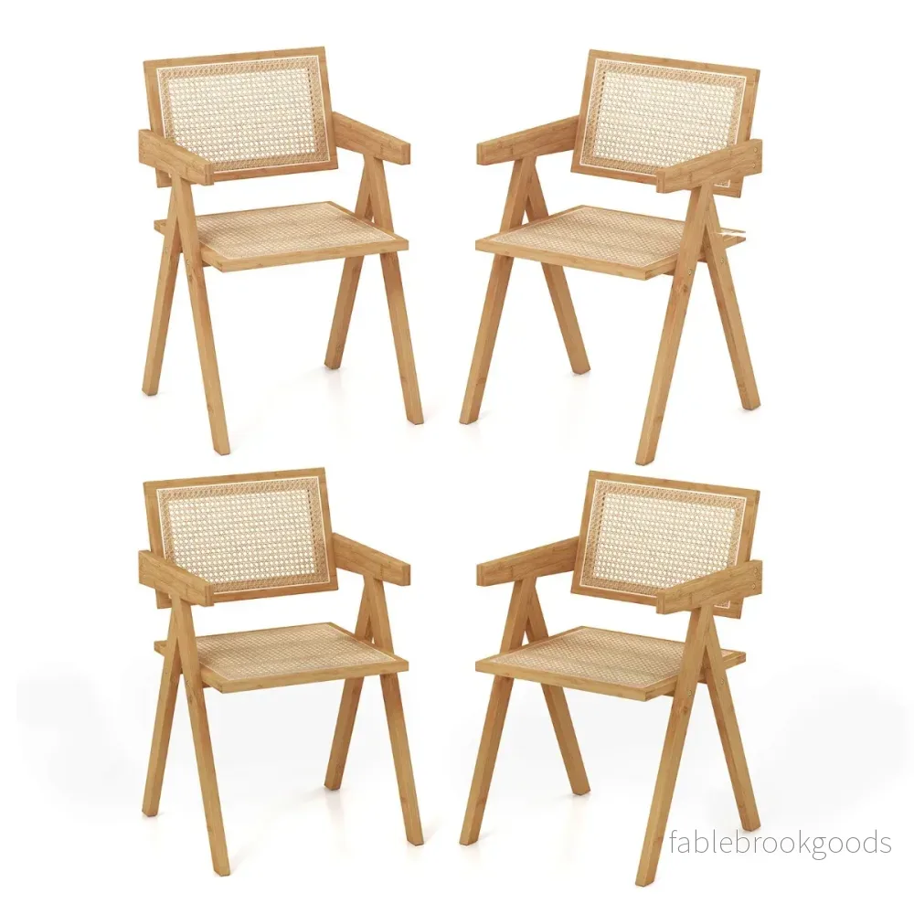 Set – med matsalsstolar köksstolar gjorda av bambu och simulerad rotting – 4 50 x 52 x 81 cm – Natur