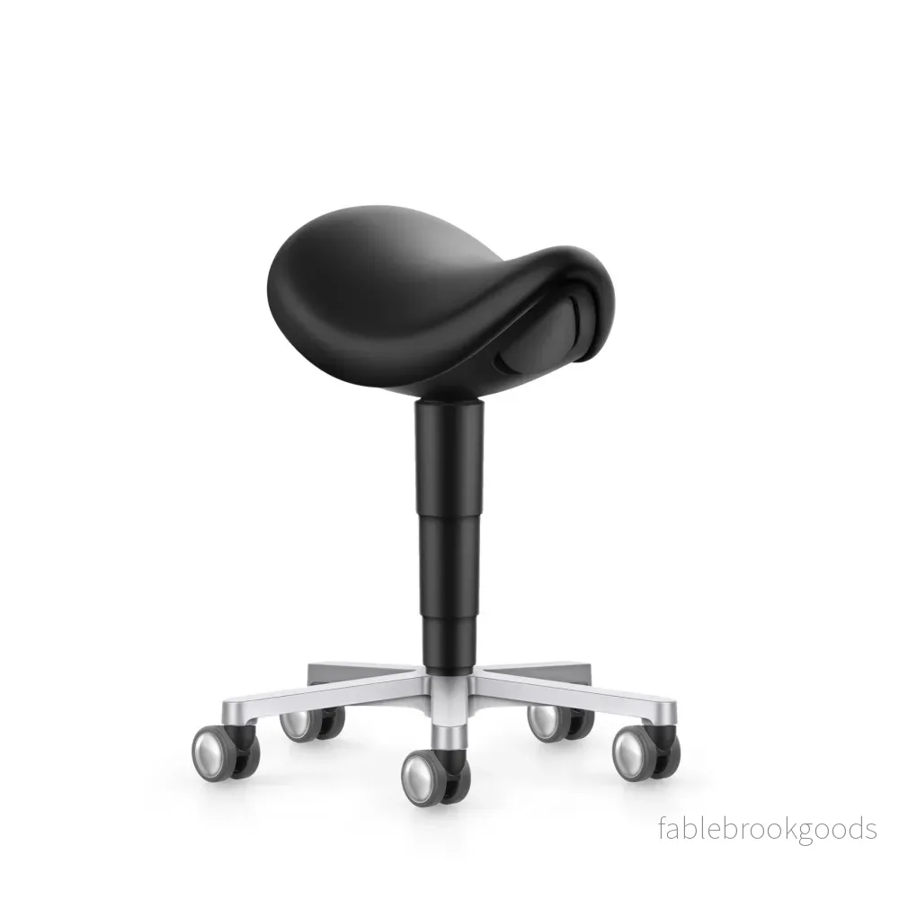 Stool laboratorie/medical sadelstol, svart konstläder