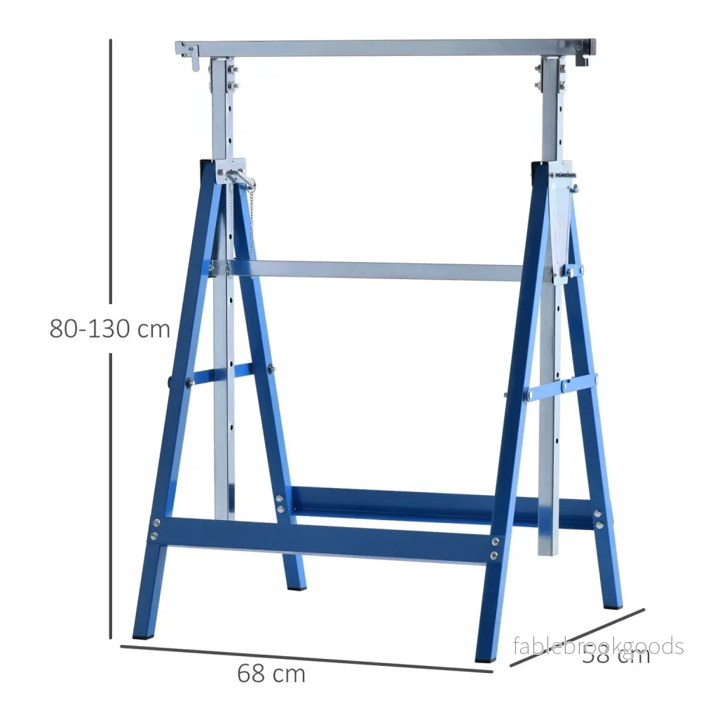 Fällbar stålbock, 200 kg, justerbar höjd, blå - Bild 3