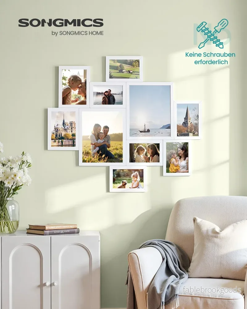 Fotolijstje - Set van 10 - Diverse maten - 20 x 25 cm, 13 x 18 cm, 10 x 15 cm - Wit - PVC-kunststof - Bild 2