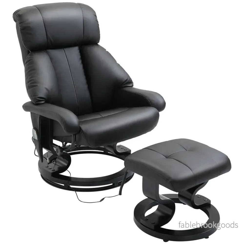 Elektrisk massagestol med fotpall – Svart