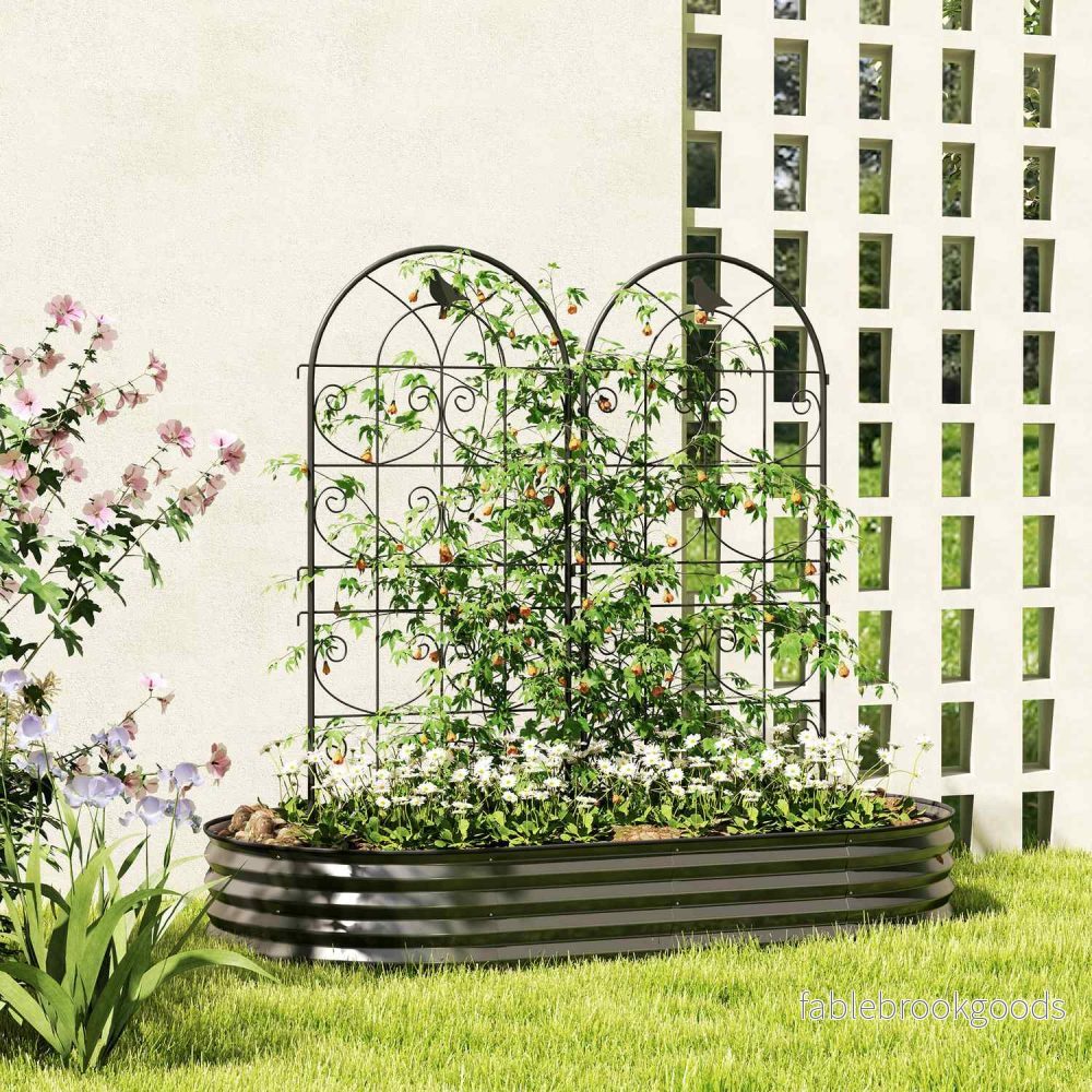 Rostskyddad metall fågeldesign spaljéset, 50x120 cm, 2-pack - Bild 2