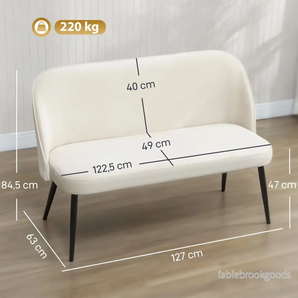 2-sitssoffa, sammetsliknande tyg, metall- och träram, beige - Bild 3