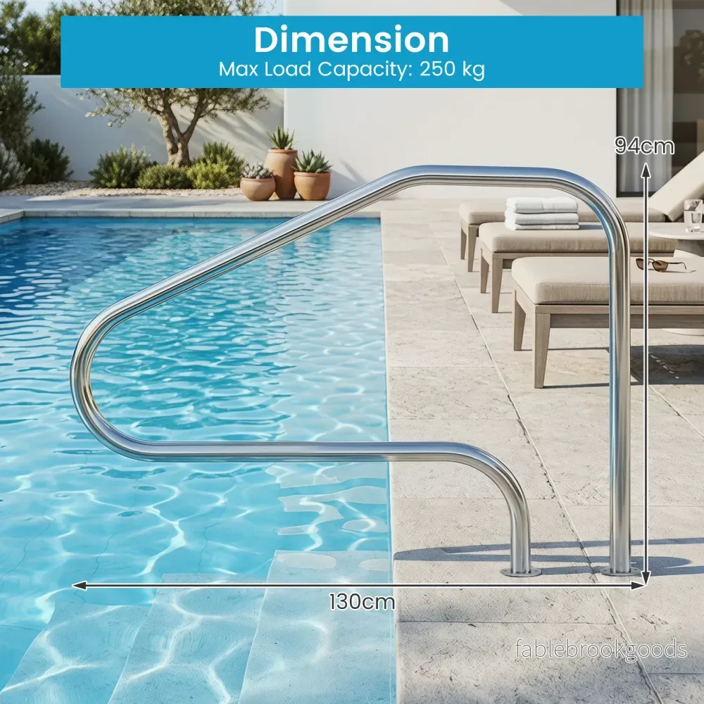 Poolräcke – Stödräcke i rostfritt stål Säkerhetshandtag för simbassänger Bärkapacitet upp till – 130 x 94 cm 180 kg – Silver - Bild 2