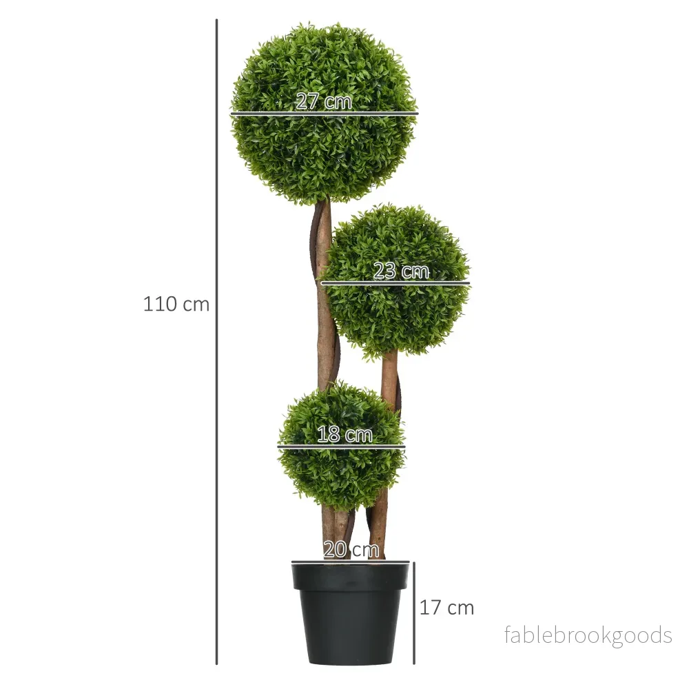 Konstgjord buxbom, 110 cm, UV-resistent, 3 bollar - Bild 3