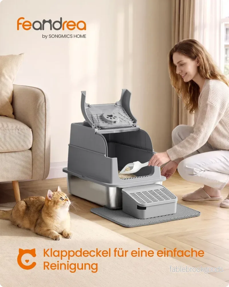 Gesloten Kattenbak - Roestvrij Staal - 2 Ingangen - Met Schepje - Duifgrijs - Bild 2