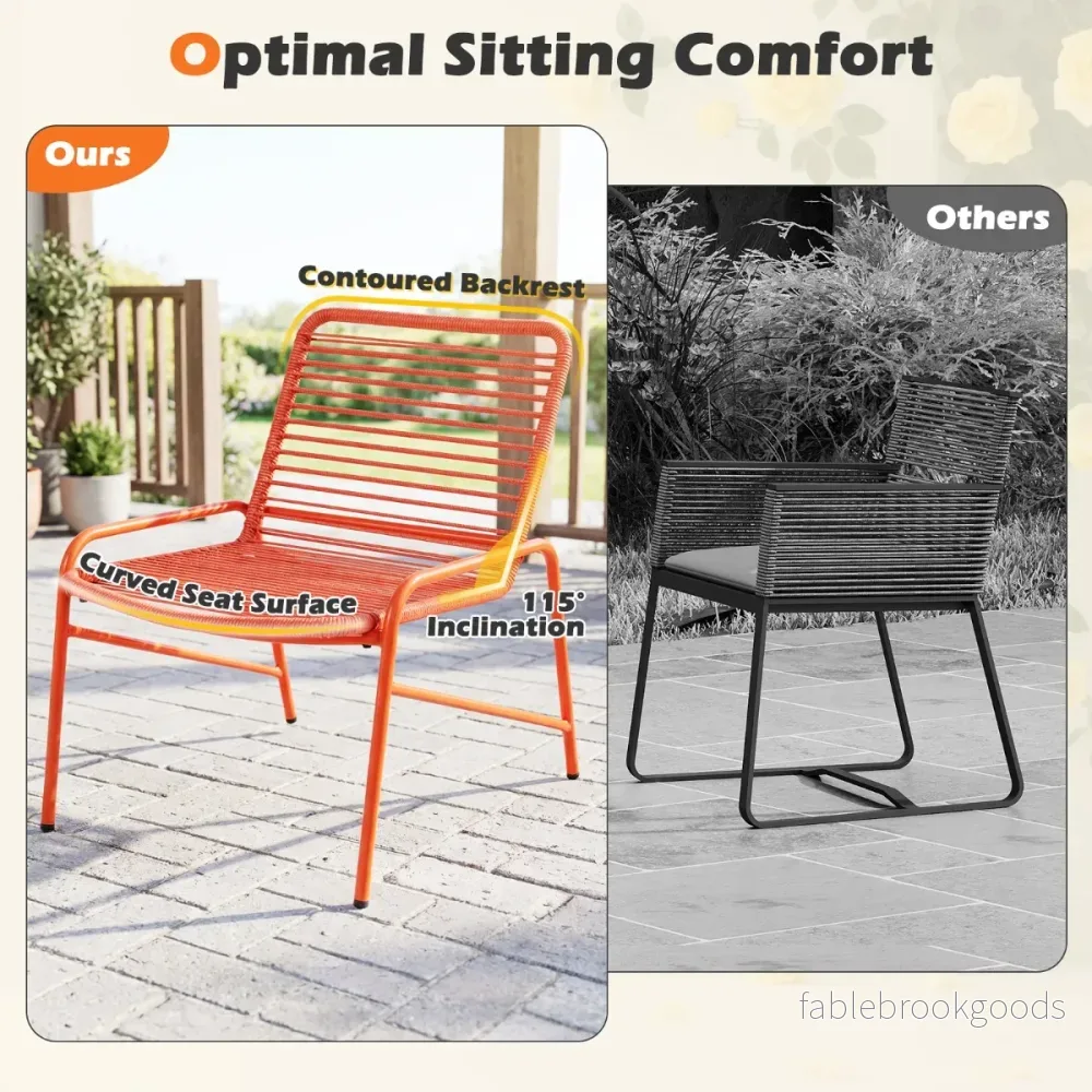 Tredelat – Trädgårdsmöbelset Bistro Set med Trädgårdsstolar och Sidobord Balkongset för Personer – 2 2 – Orange - Bild 3